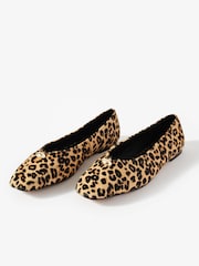 Mint Velvet Brown Leopard Print Ruby Leather Ballet Flat Pumps - Image 3 of 5
