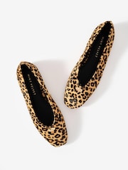 Mint Velvet Brown Leopard Print Ruby Leather Ballet Flat Pumps - Image 4 of 5