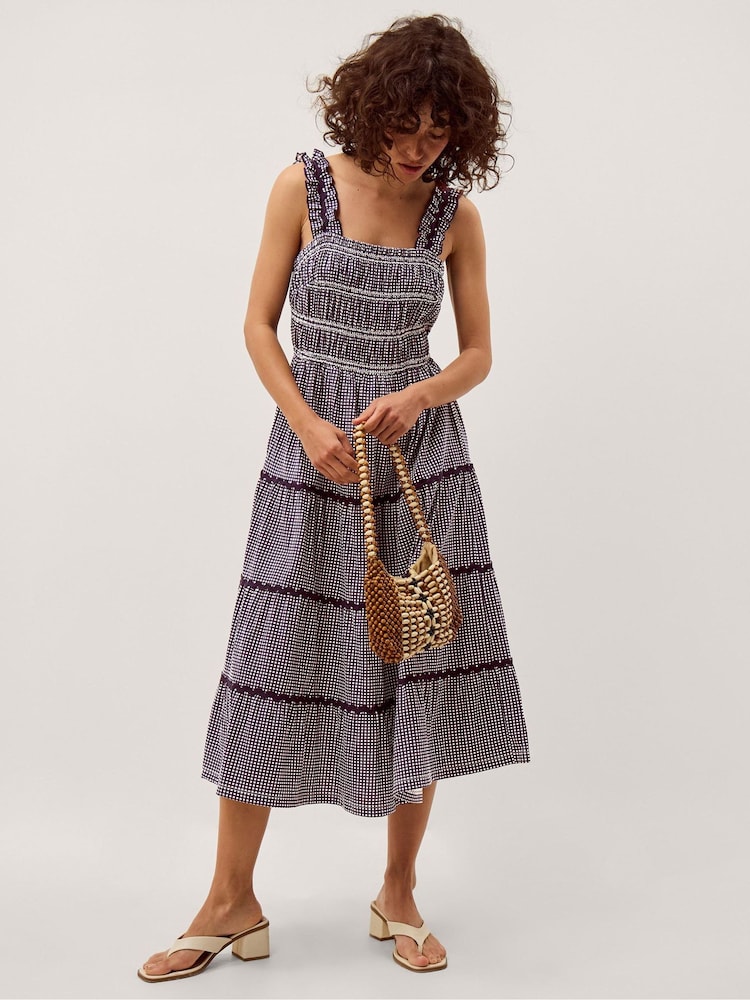 Monsoon Blue Glori Gingham Jersey Midi Dress - Image 1 of 3 Monsoon Blue Glori Gingham Jersey Midi Dress - Image 1 of 3