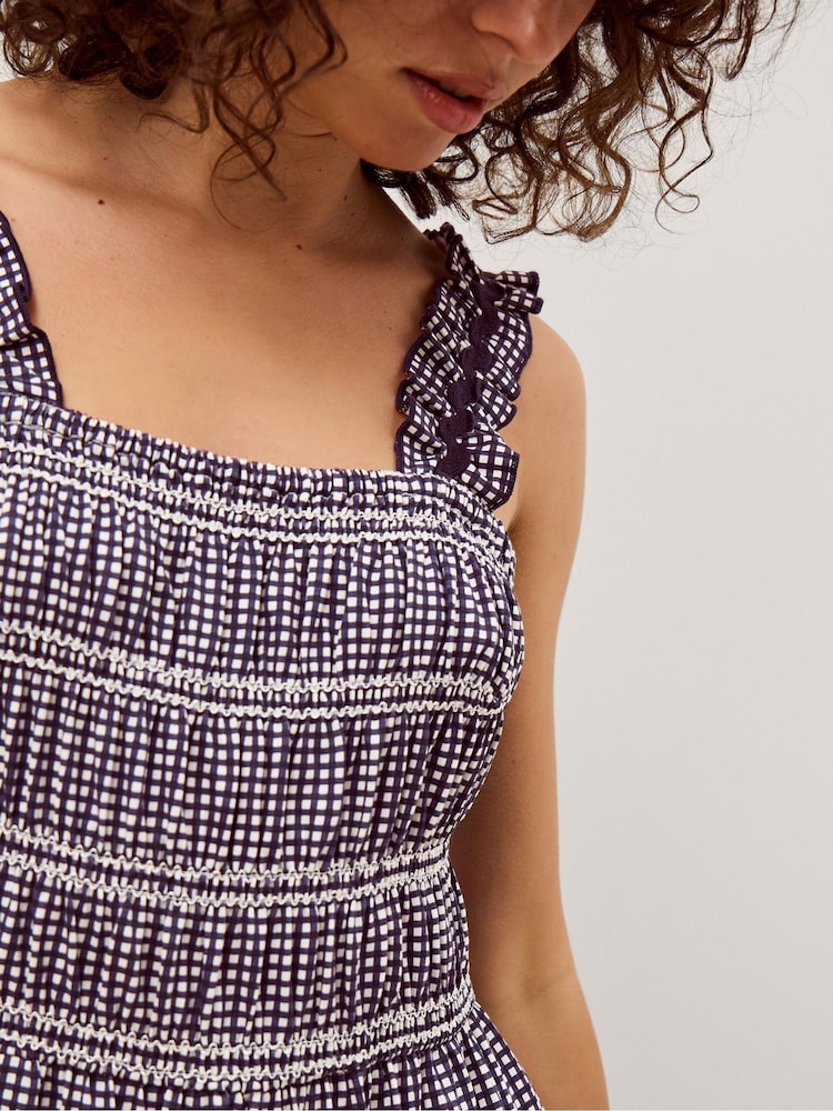 Monsoon Blue Glori Gingham Jersey Midi Dress - Image 3 of 3 Monsoon Blue Glori Gingham Jersey Midi Dress - Image 3 of 3