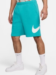 Голубой - Флисовые шорты с логотипом Nike Club - Изображение 1 из 9