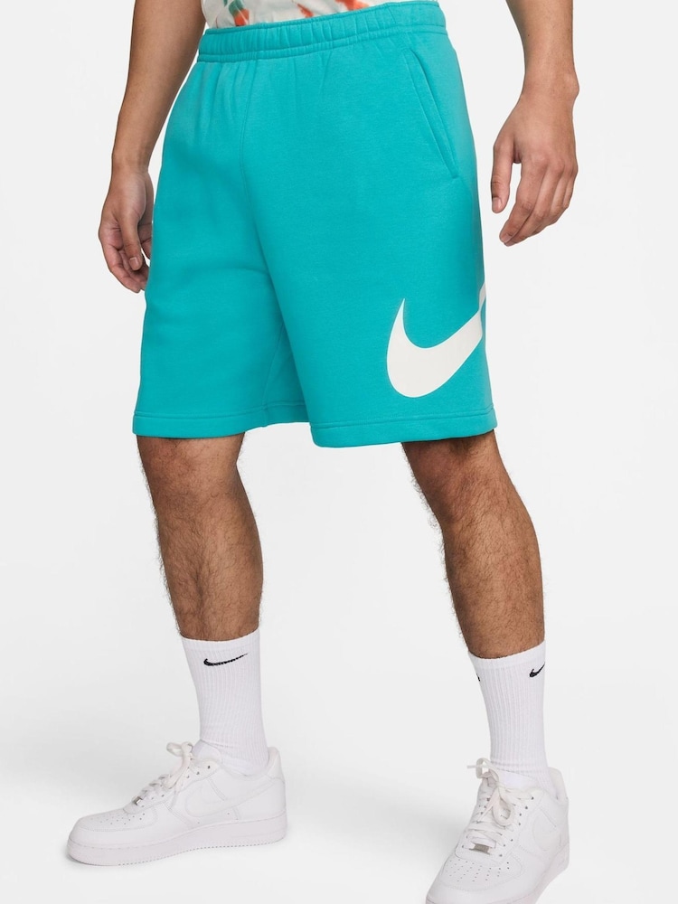 Голубой - Флисовые шорты с логотипом Nike Club - Изображение 1 из 9