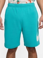 Голубой - Флисовые шорты с логотипом Nike Club - Изображение 2 из 9