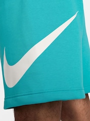 Голубой - Флисовые шорты с логотипом Nike Club - Изображение 9 из 9