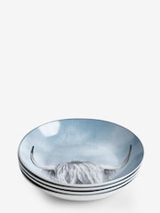 Set of 4 Teal Blue Hamish the Highland Cow Pasta Bowls - Image 3 of 5