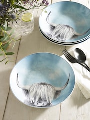 Set of 4 Teal Blue Hamish the Highland Cow Pasta Bowls - Image 4 of 5