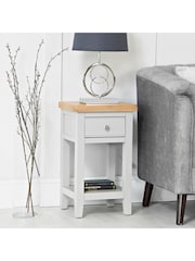 K Interiors Grey Oak Solid Wood Windsor Lamp Table - Image 1 of 5