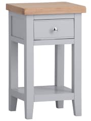 K Interiors Grey Oak Solid Wood Windsor Lamp Table - Image 2 of 5