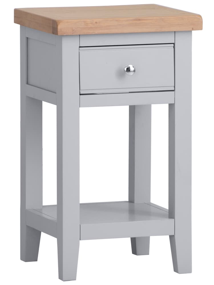 K Interiors Grey Oak Solid Wood Windsor Lamp Table - Image 2 of 5