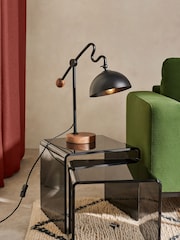 MADE.COM Black/Wood Avery Table Lamp - Image 1 of 3