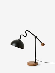 MADE.COM Black/Wood Avery Table Lamp - Image 2 of 3