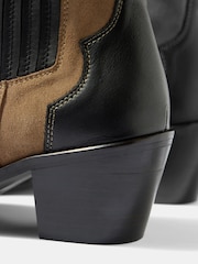 Mint Velvet Black Aspen Leather Contrast Western Boots - Image 4 of 6