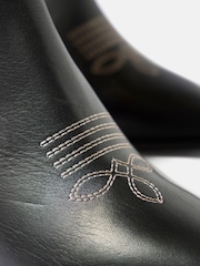Mint Velvet Black Aspen Leather Contrast Western Boots - Image 5 of 6