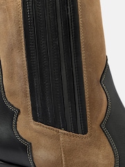 Mint Velvet Black Aspen Leather Contrast Western Boots - Image 6 of 6