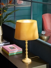 Ochre Yellow Velvet Lamp Shade - Image 2 of 5