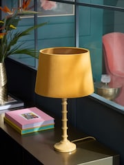 Ochre Yellow Velvet Lamp Shade - Image 3 of 5