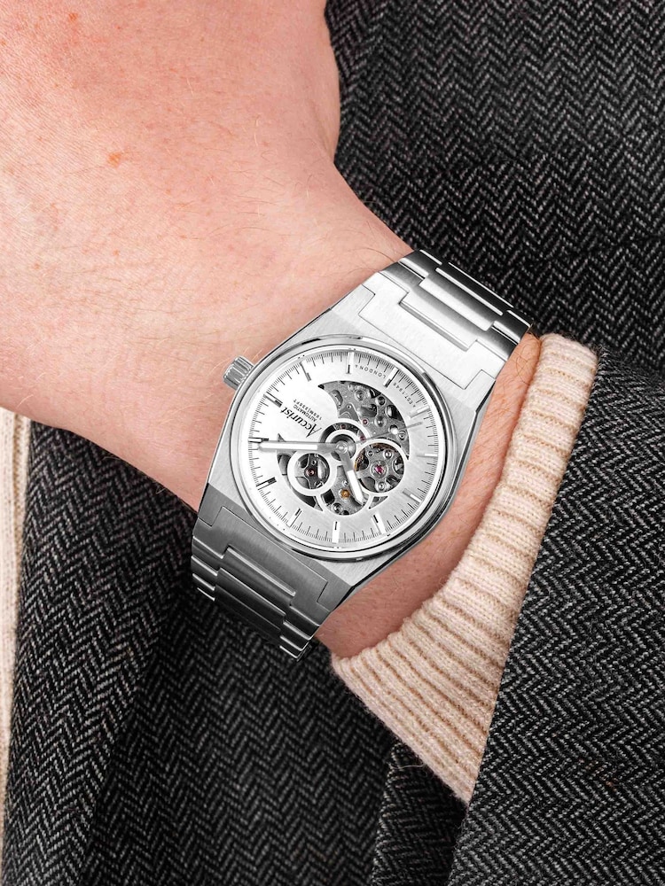 Accurist Mens Silver Tone Origin Skeleton Automatic Stainless Steel Bracelet 41mm Watch - Image 6 of 6