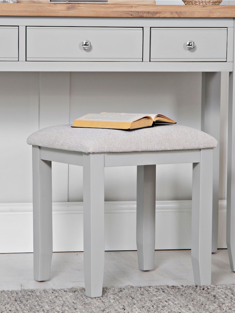 K Interiors Grey Oak Windsor Solid Wood Stool - Image 1 of 5 K Interiors Grey Oak Windsor Solid Wood Stool - Image 1 of 5