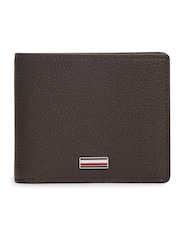 Tommy Hilfiger Brown Leather Signature Plaque Bifold Wallet - Image 1 of 4