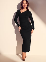 Myleene Klass Black Jersey Rouched Long Sleeve Bodycon Dress - Image 1 of 6