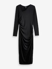 Myleene Klass Black Jersey Rouched Long Sleeve Bodycon Dress - Image 6 of 6