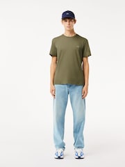 Зеленый - Lacoste Regular Fit Sports 100% Cotton T-Shirt - Image 3 of 6