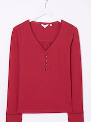 FatFace Red Livvy Henley Top - Image 5 of 5