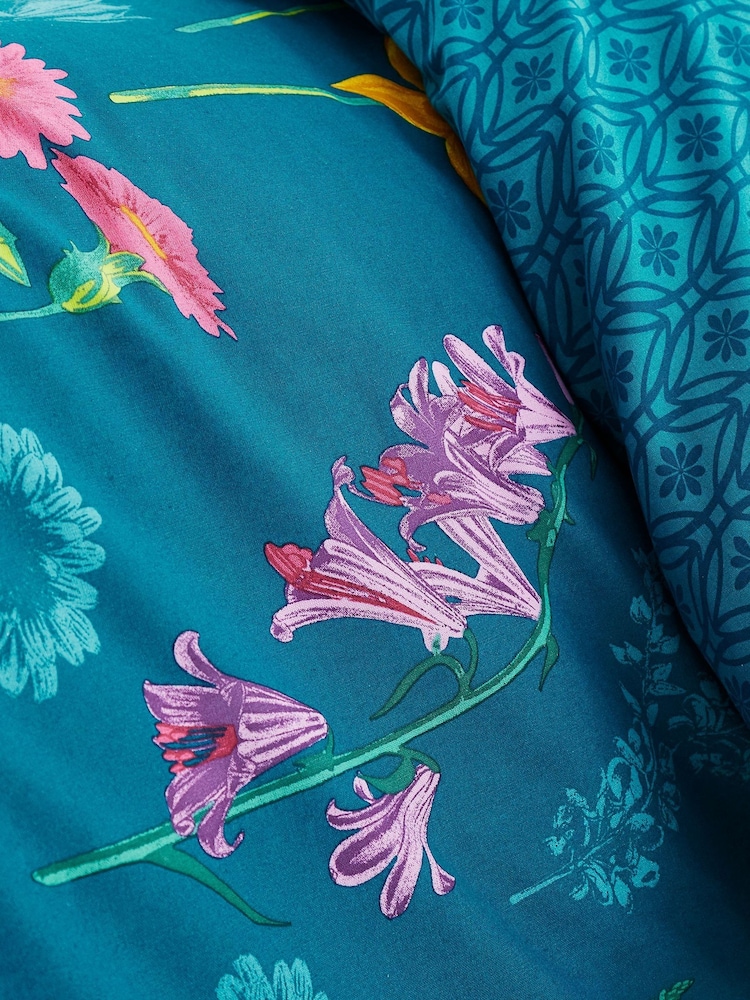 Dreams & Drapes Blue Ingrid Floral Duvet Cover And Pillowcase Set - Image 2 of 2 Dreams & Drapes Blue Ingrid Floral Duvet Cover And Pillowcase Set - Image 2 of 2