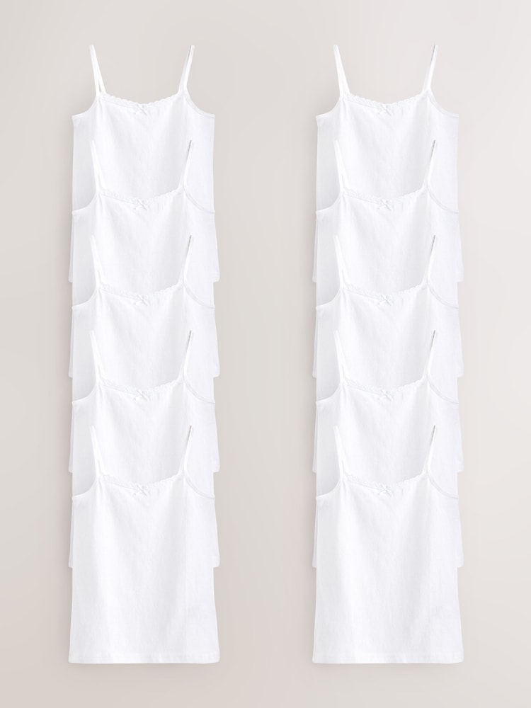 White 10 Pack Lace Trim Cami Vest (1.5-16yrs) - Image 1 of 4