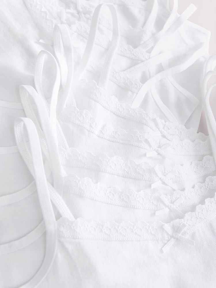 White 10 Pack Lace Trim Cami Vest (1.5-16yrs) - Image 4 of 4
