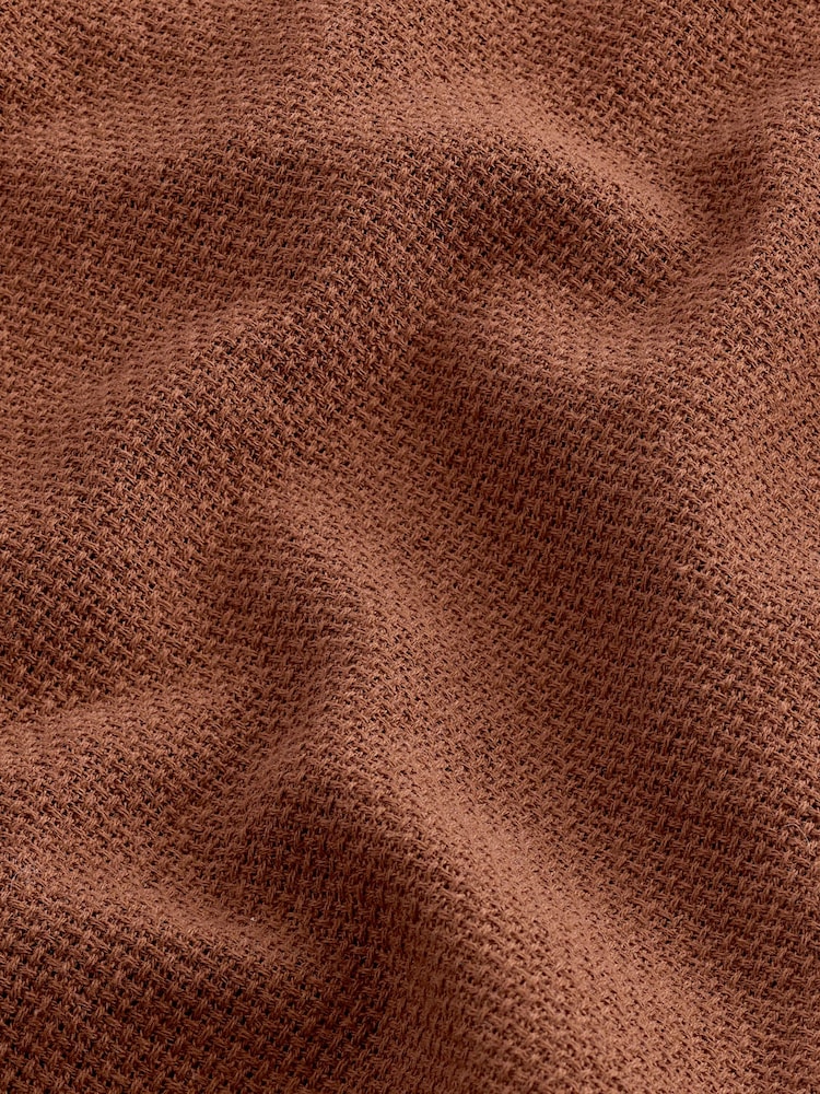 Brown Textured Short Sleeve Cuban Collar Shirt - Image 7 of 7