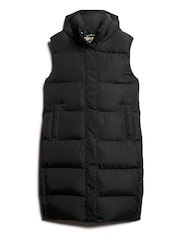 Superdry Black Longline Hooded Puffer 100% Cotton Gilet - Image 4 of 5
