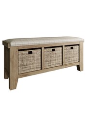 K Interiors Smoked Oak Embleton Solid Wood Hall Bench - Image 2 of 6