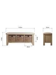 K Interiors Smoked Oak Embleton Solid Wood Hall Bench - Image 6 of 6