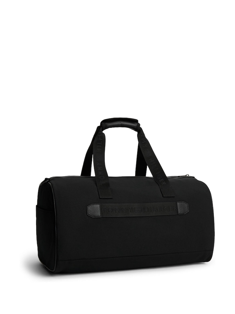 Tommy Hilfiger Black Logo Mixed Texture Duffel Bag - Image 2 of 4