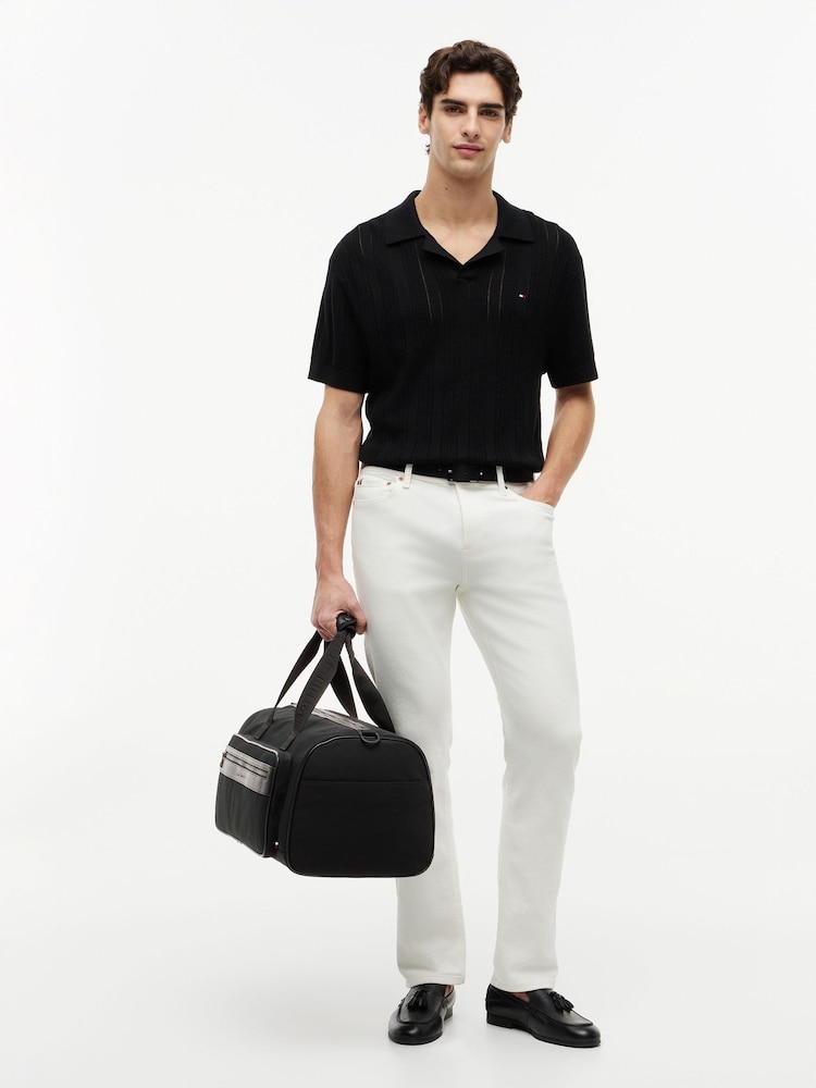 Tommy Hilfiger Black Logo Mixed Texture Duffel Bag - Image 4 of 4