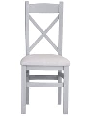 K Interiors Grey Oak Windsor Solid Wood Cross Back Fabric Seat Dining Chair Set of 2 - Image 2 of 5