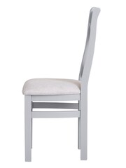 K Interiors Grey Oak Windsor Solid Wood Cross Back Fabric Seat Dining Chair Set of 2 - Image 4 of 5
