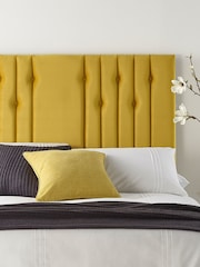 Catherine Lansfield Yellow Velvet Headboard - Image 1 of 3