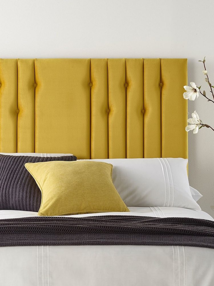 Catherine Lansfield Yellow Velvet Headboard - Image 1 of 3