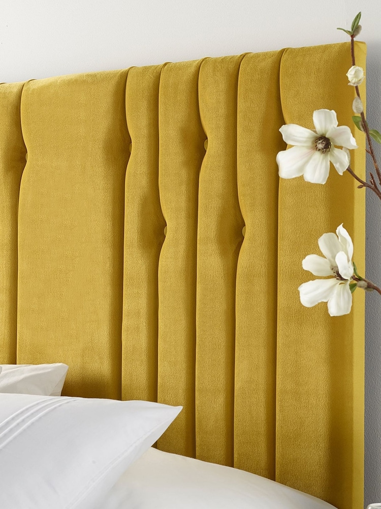 Catherine Lansfield Yellow Velvet Headboard - Image 2 of 3