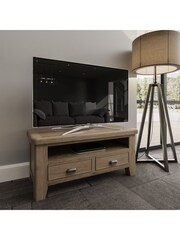 K Interiors Smoked Oak Embleton Solid Wood Standard TV Unit - Image 1 of 6