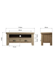 K Interiors Smoked Oak Embleton Solid Wood Standard TV Unit - Image 6 of 6