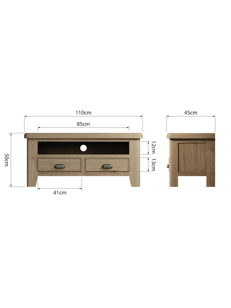 K Interiors Smoked Oak Embleton Solid Wood Standard TV Unit - Image 6 of 6