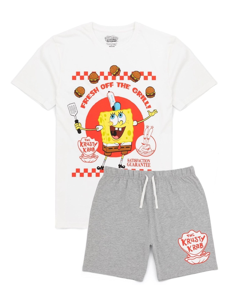 Vanilla Underground White Mens Spongebob Short Pyjamas - Image 1 of 6
