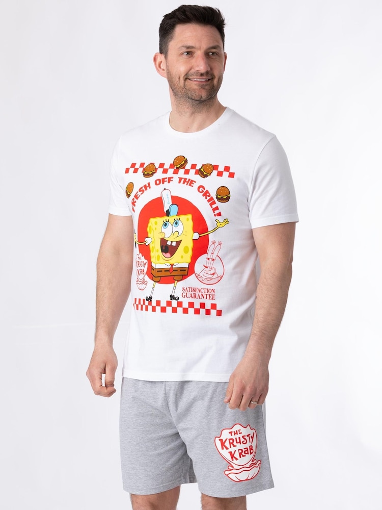 Vanilla Underground White Mens Spongebob Short Pyjamas - Image 6 of 6
