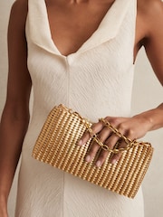 Reiss Gold Bailey Beaded Removable Strap Shoulder Bag - Image 2 of 7