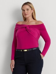 Lauren Ralph Lauren Curve Schulterfreies Jereyoberteil, Magenta - Bild 1 von 8