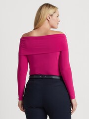 Lauren Ralph Lauren Curve Schulterfreies Jereyoberteil, Magenta - Bild 2 von 8
