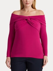 Lauren Ralph Lauren Curve Schulterfreies Jereyoberteil, Magenta - Bild 3 von 8